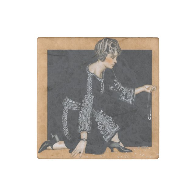 Broken Pearl Necklace Stone Magnet (Front)