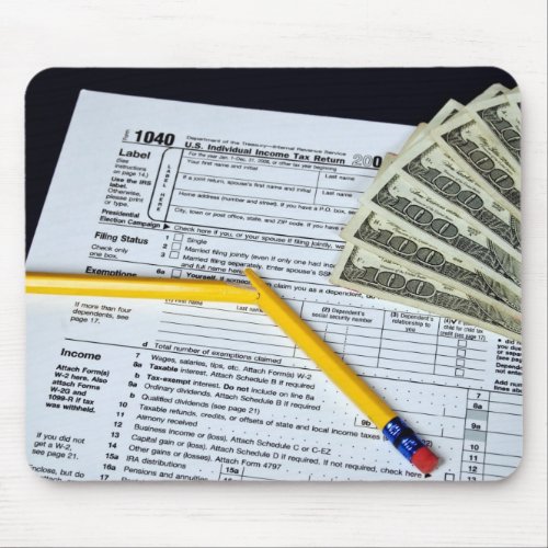 Broken Pencil On Tax Form Mouse Pad