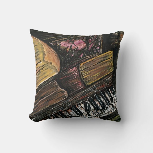 Broken Piano  Throw Pillow (Front)
