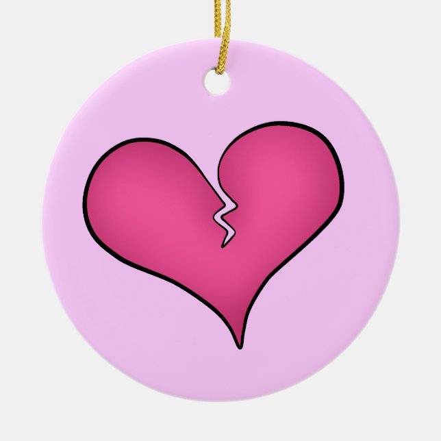 Broken pink heart anti Valentine's day Ceramic Ornament (Front)