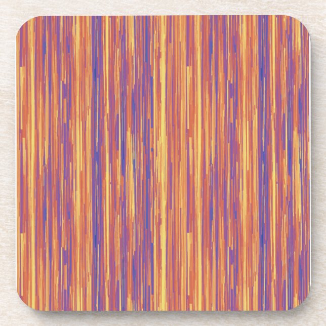 Broken Purple Pink and Yellow Lines Beverage Coaster (Front)