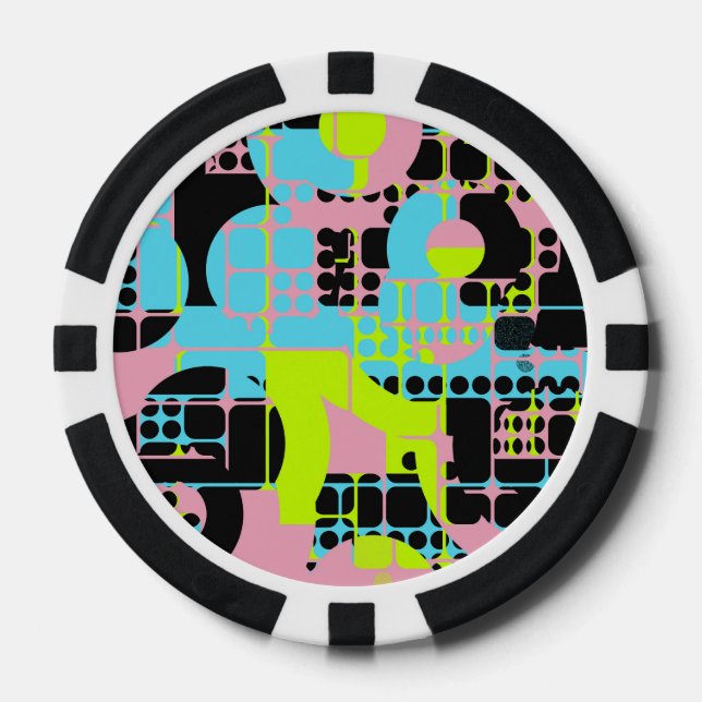 Broken shapes abstract design poker chips (Front)
