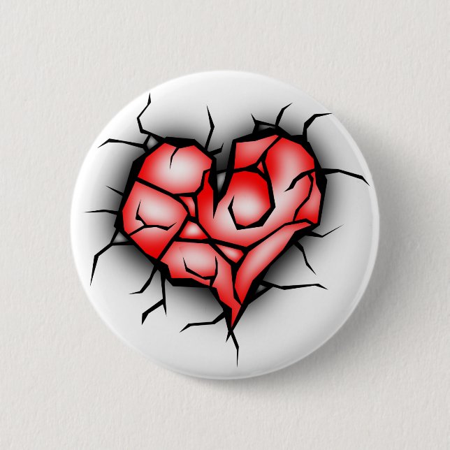 Broken & Shattered Heart Button (Front)