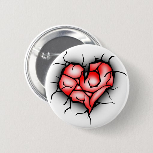 Broken & Shattered Heart Button | Zazzle