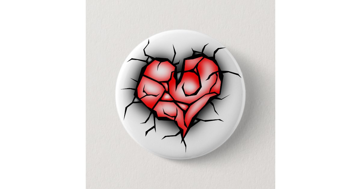 Broken & Shattered Heart Button | Zazzle