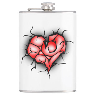 Broken & Shattered Heart Water Bottle Flask