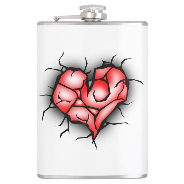 Broken & Shattered Heart Water Bottle Flask (Front)
