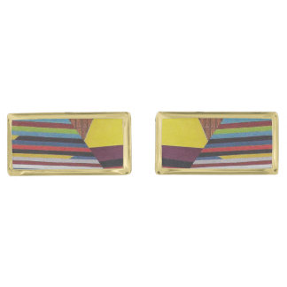 broken stripes and wood cufflinks