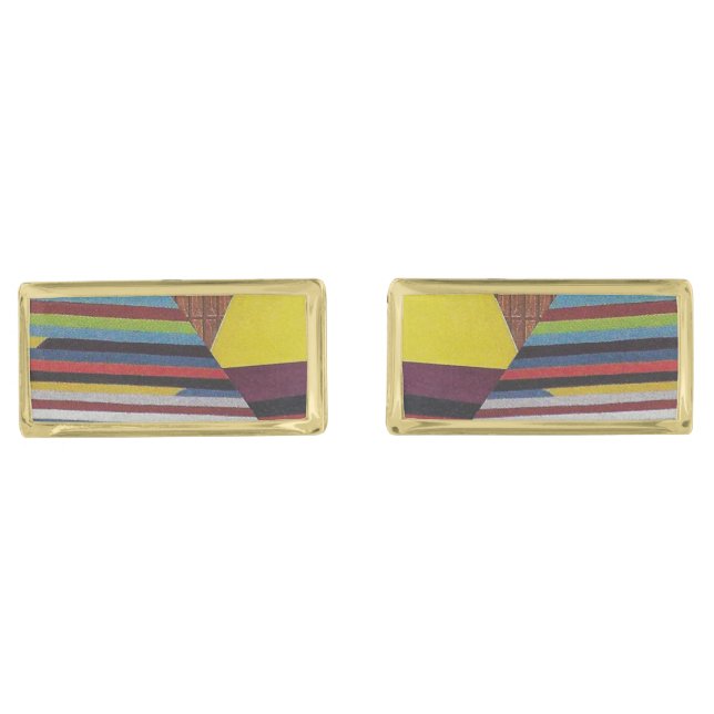 broken stripes and wood cufflinks (Front)
