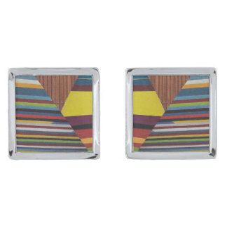 broken stripes and wood cufflinks