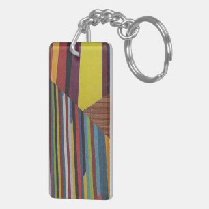 broken stripes and wood keychain