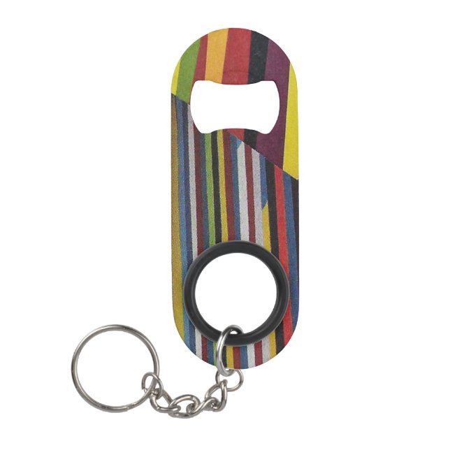 broken stripes and wood keychain bottle opener (Front)