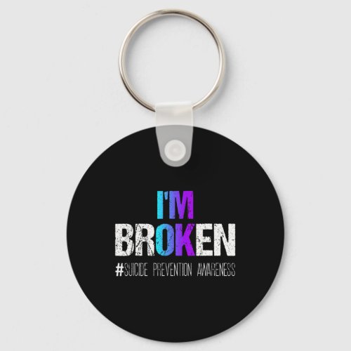 Broken Teal And Purple Ribbon Suicide Prevention A Keychain