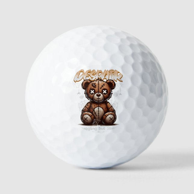 Broken Teddy Golf Ball – Struggling but Strong (Front)