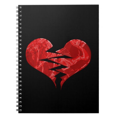 BROKEN TORN RED HEART LOVE EMO ENDS UNHAPPY FEELIN NOTEBOOK