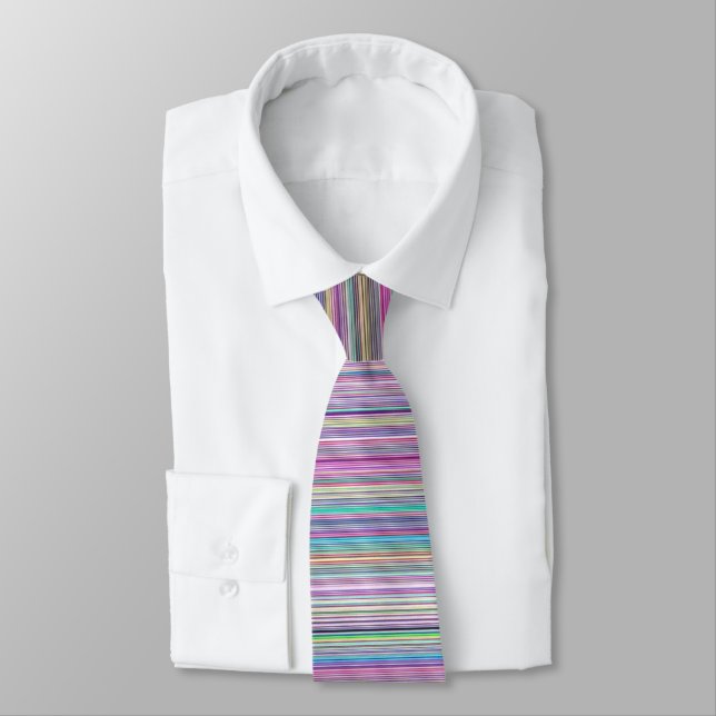 Broken TV Screen Test Pattern Neck Tie (Tied)