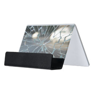 broken window desk business card holder