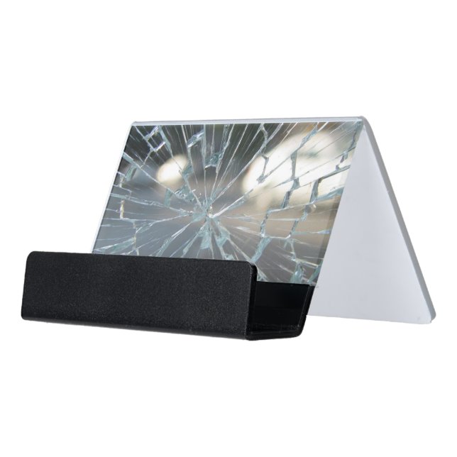 broken window desk business card holder (Angled Front)