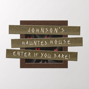 Broken Window Eyes Haunted House Enter if You Dare Wall Decal