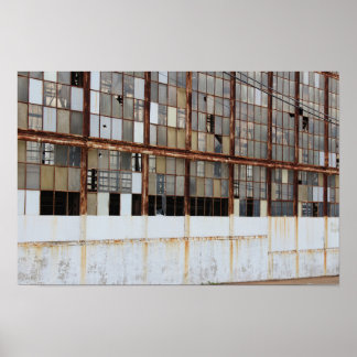 Broken Windows in an Abandoned Factory Warehouse Poster