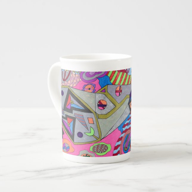 "Broken Wing" Abstract Art Bone China Mug (Front Left)
