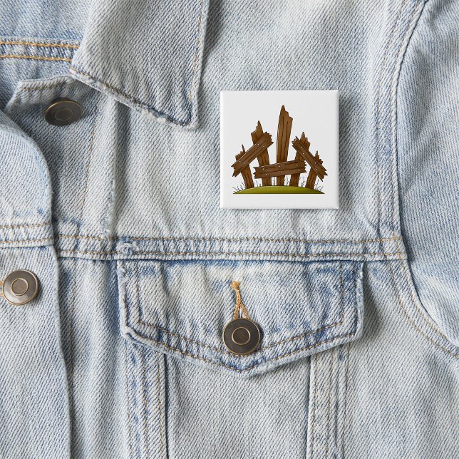 Broken Wooden Fence Rustic Farmyard  Button (Creator Uploaded)