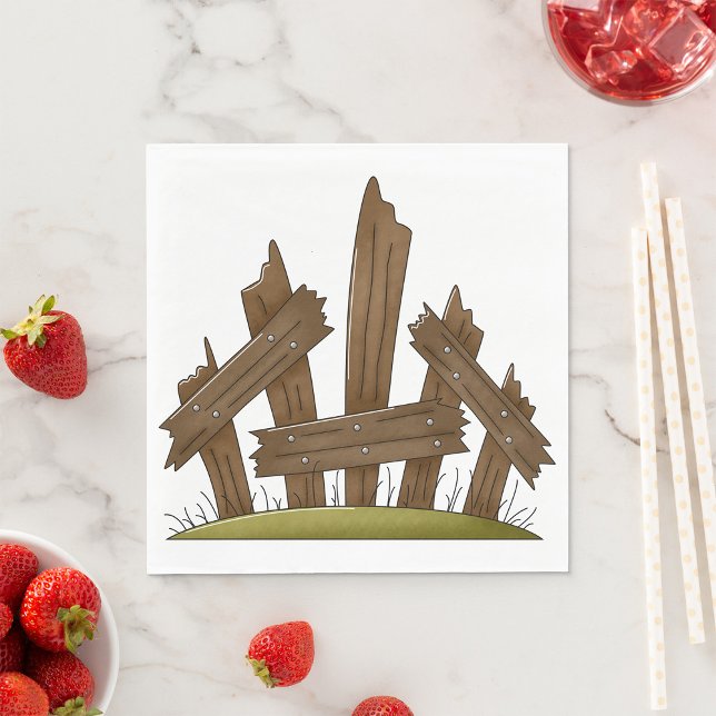 Broken Wooden Fence Rustic Farmyard  Napkins (Creator Uploaded)