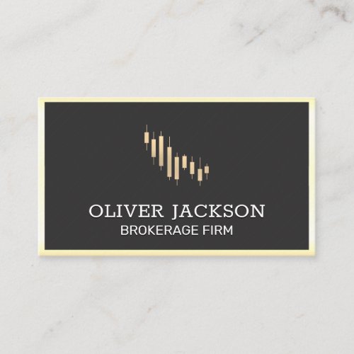 Brokerage Firm  Gold Lux Border Business Card