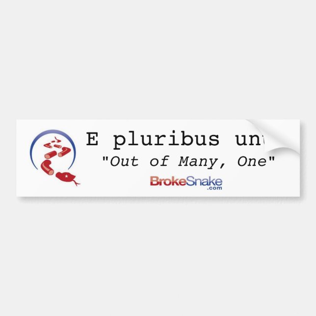 BrokeSnake title, Snake Icon, E pluribus unum, ... Bumper Sticker (Front)