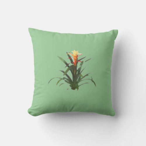 Bromeliad with a flower throw pillow