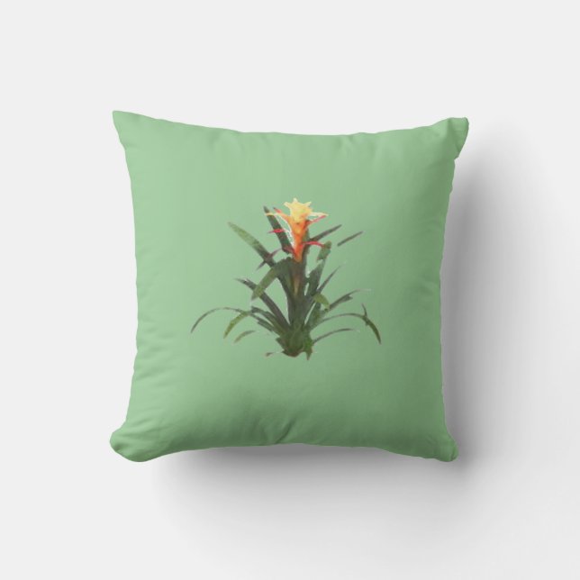 Bromeliad with a flower throw pillow (Front)