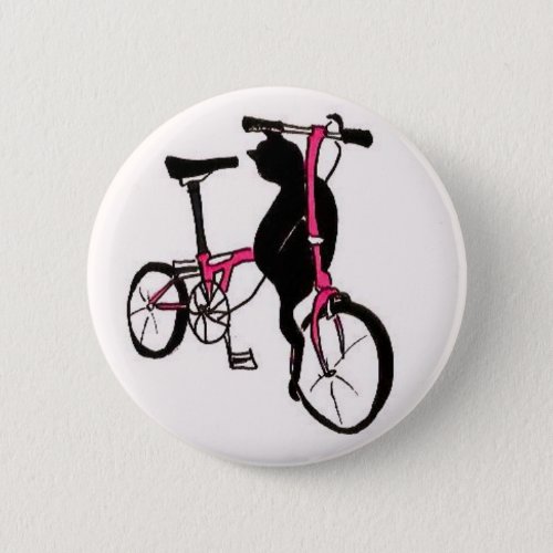 Brompton Black Cat in Pink Pinback Button