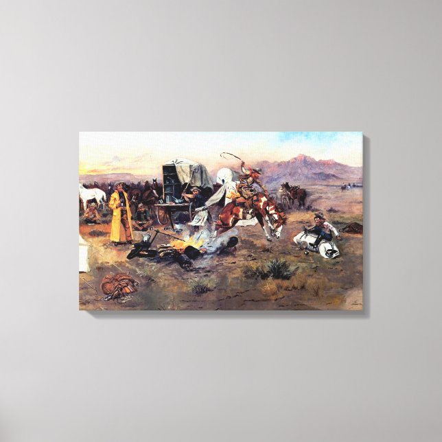 Bronc in Cow Camp by Charles M. Russell Canvas Print (Front)