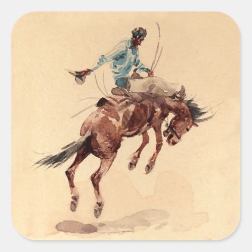 Bronc Rider 2 by Edward Borein Square Sticker