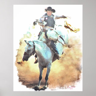 bronc rider print