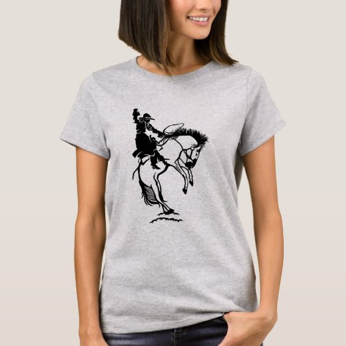 Bronc Riding Cowgirl T_Shirt