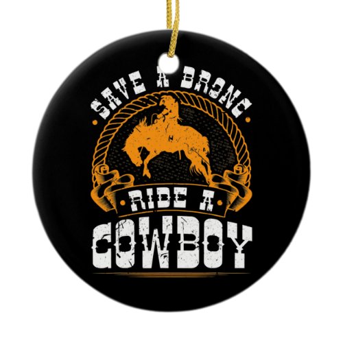 Bronc Riding Ride a Cowboy Bucking Horse Rodeo Ceramic Ornament
