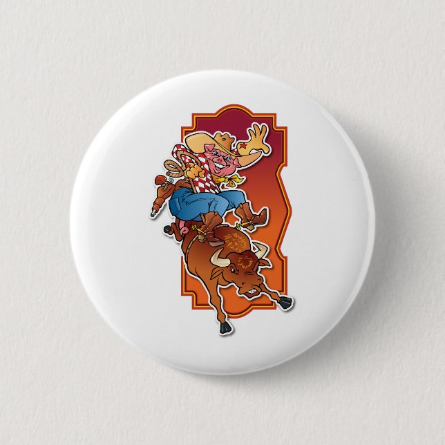 Bronco Pig Pinback Button (Front)