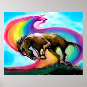 Bronco Rainbow Unicorn Poster