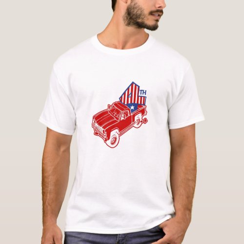 bronco truck  4th in the back  July 4th T_Shirt