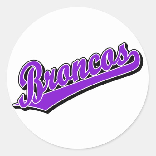 Broncos in Purple Classic Round Sticker