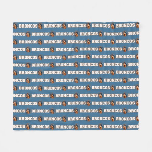 Broncos Mascot  Blue  Orange _ School College Fleece Blanket