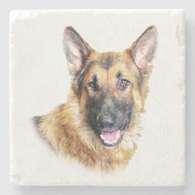 Bronson the German Shepherd marble coaster (Front)