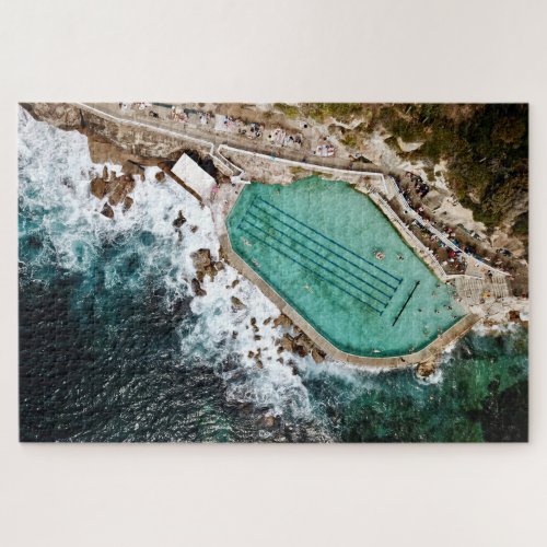 Bronte Baths Ocean Pool Sydney Aerial View Jigsaw Puzzle