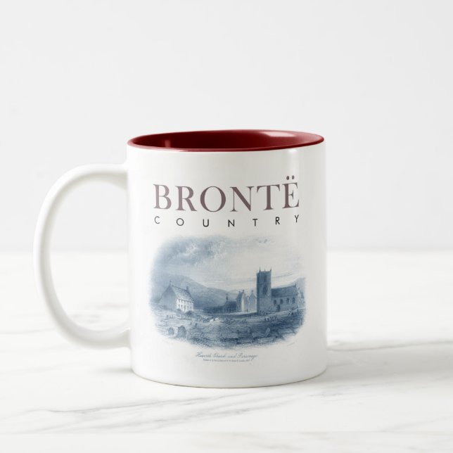 Bronte Country Haworth Church and Parsonage Two-Tone Coffee Mug (Left)