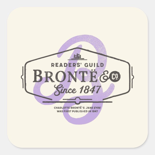 Brontë Literary Book Club Square Sticker (Front)