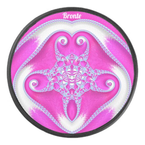 BRONTE  Shades of Hot Pink and White   Hockey Puck