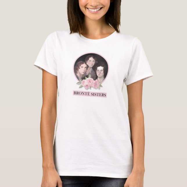 Bronte Sisters Portrait with Pink Roses T-Shirt (Front)