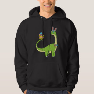 Brontosaurus Bunny Ears Egg Easter Day Dinosaur Di Hoodie
