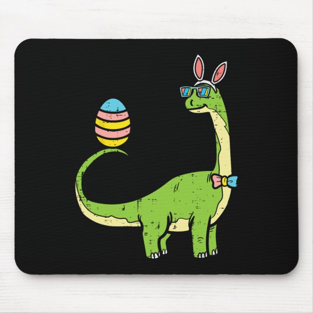Brontosaurus Bunny Ears Egg Easter Day Dinosaur Di Mouse Pad (Front)